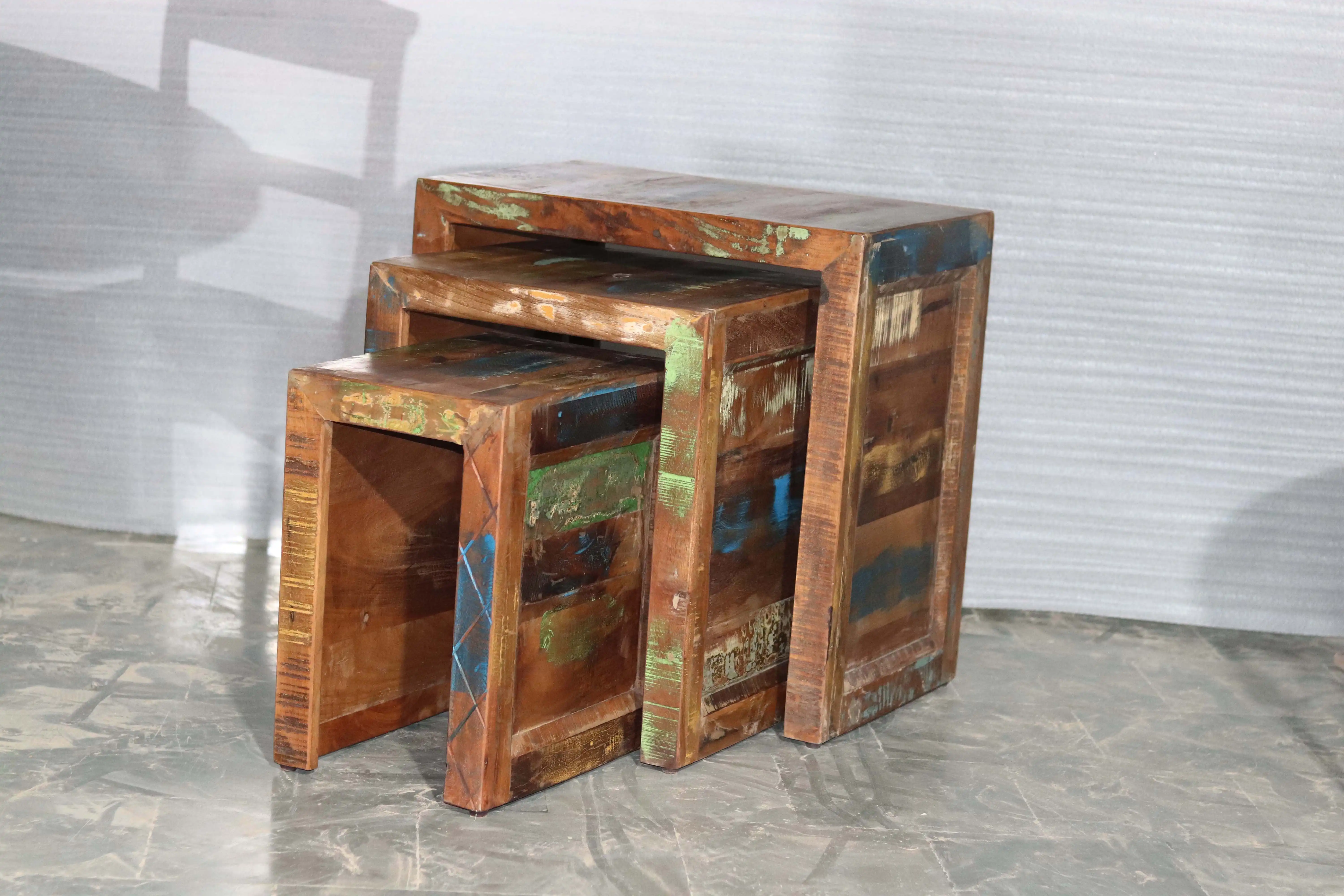 Reclaimed Wood Vintage Nesting TableS/4 - popular handicrafts